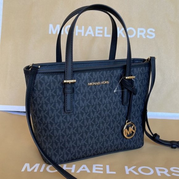Michael Kors Jet Set Travel XS Carryall Tote Top Zip Tote Black - Picture 8 of 16